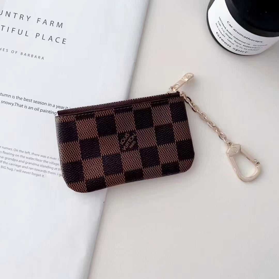 Luxury -Inspired Monogram Coin Pouch Collection with Chain Clip