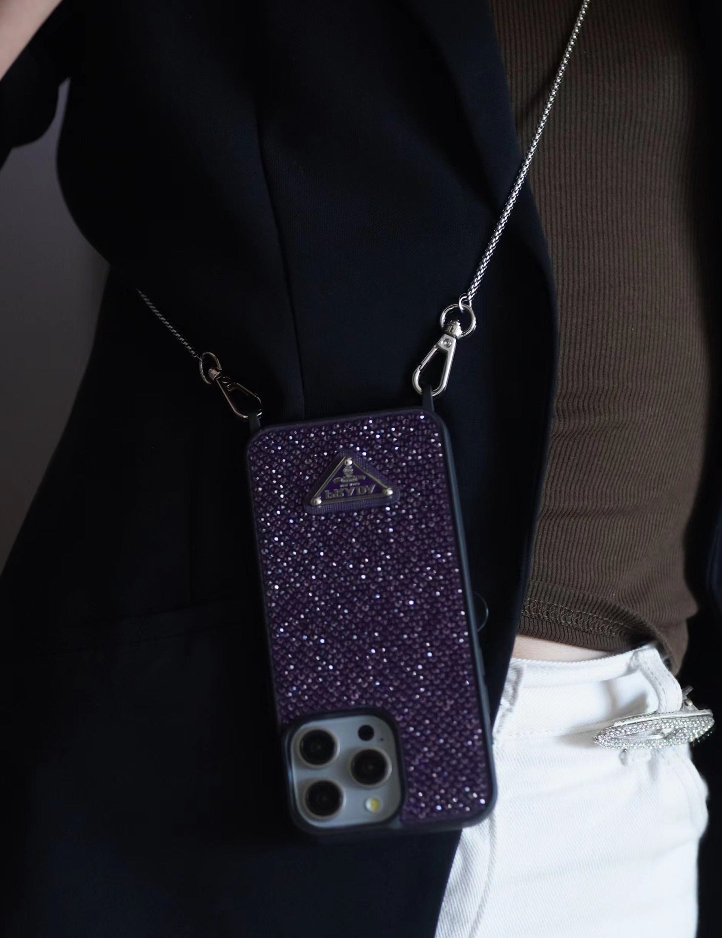 Luxuriöse Diamant-Crossbody-iPhone-Hülle
