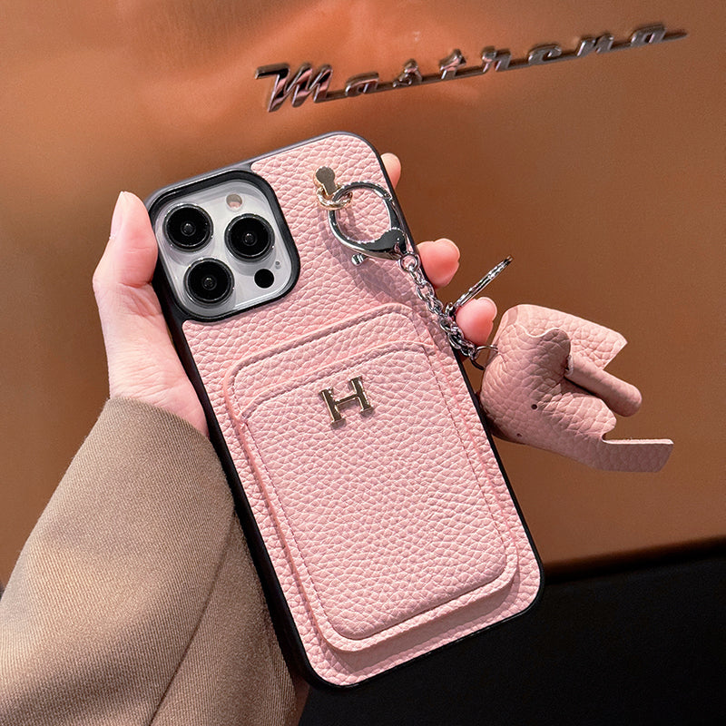 Étui pour iPhone avec pendentif en cuir avec porte-carte H