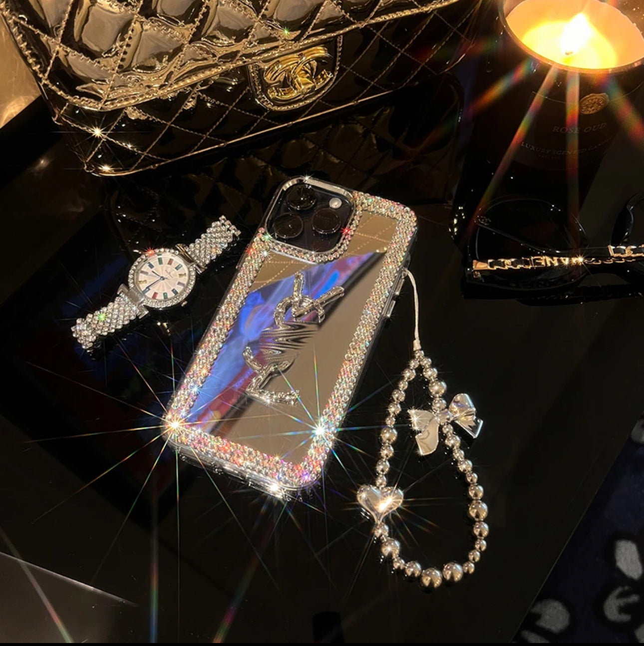 Glamurozna torbica Beauty Mirror za iPhone – Šminka & Stil u pokretu!