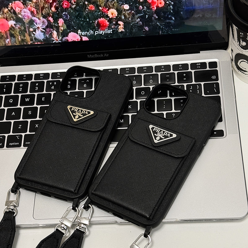 Funda de cuero cruzada de lujo para iPhone