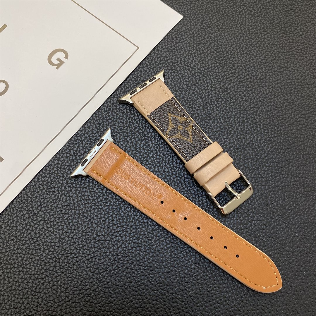 PASEK DO ZEGARKA APPLE SKÓRZONY MONOGRAM Z PRZESZYCIAMI