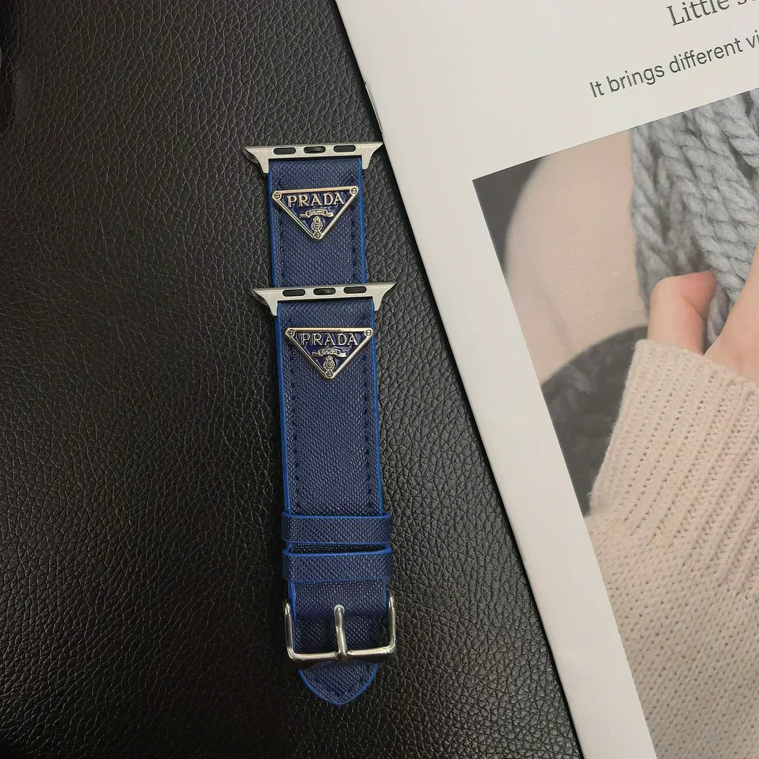Dupla háromszög monogram címke, bőr Apple óraszíj