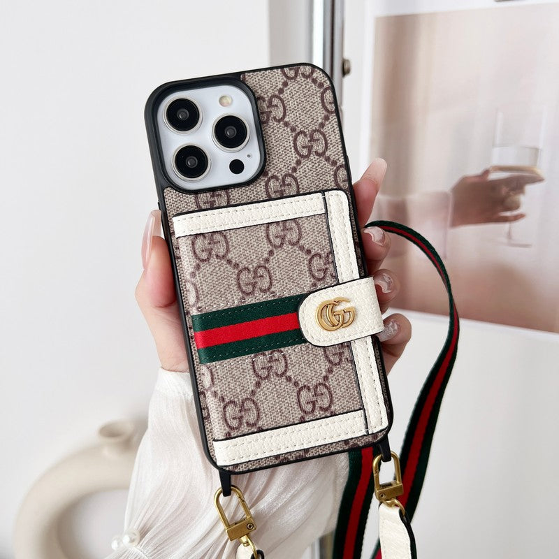 Prémium kártyatáska lánc klasszikus iPhone tok