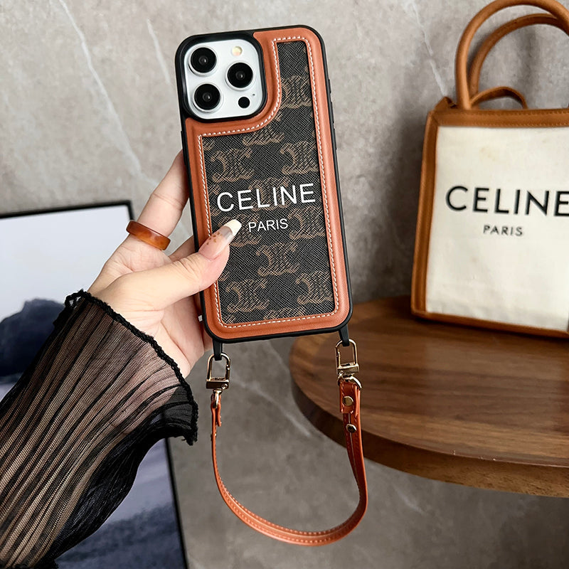 Modische Handhalterung aus Leder für das iPhone 16