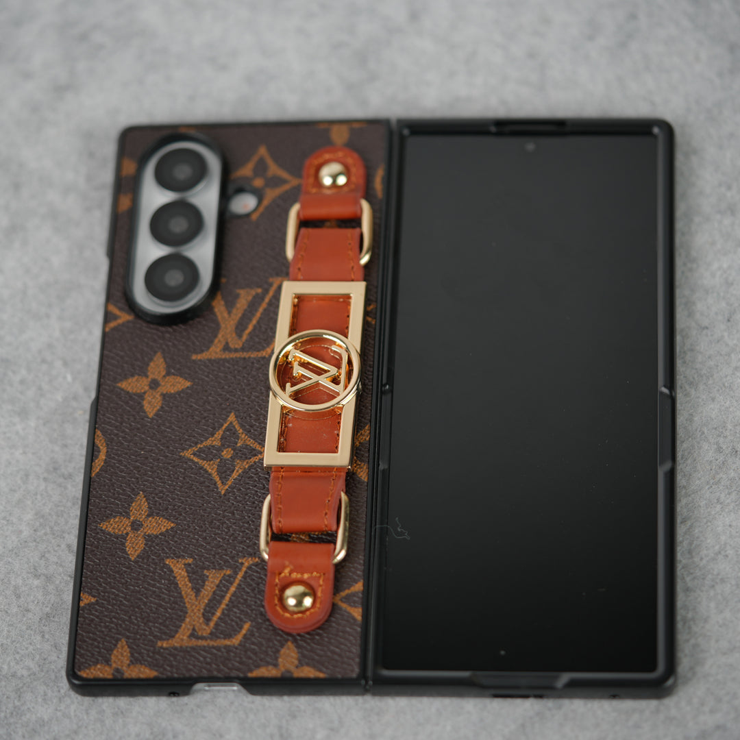Luxusné značkové puzdro s držiakom popruhu pre Samsung Z Fold 7-4
