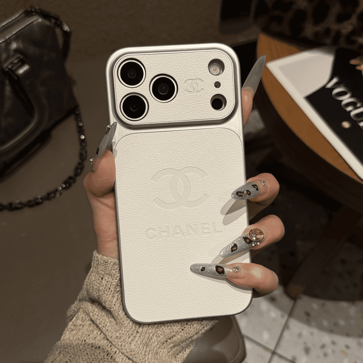 Luxe lederen beschermende iPhone-hoes met reliëf