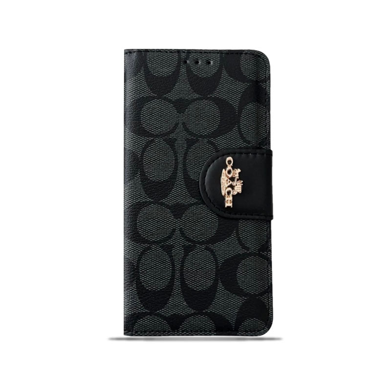 Klasszikus iPhone tok Bőr flip tok fekete kártyatartóval