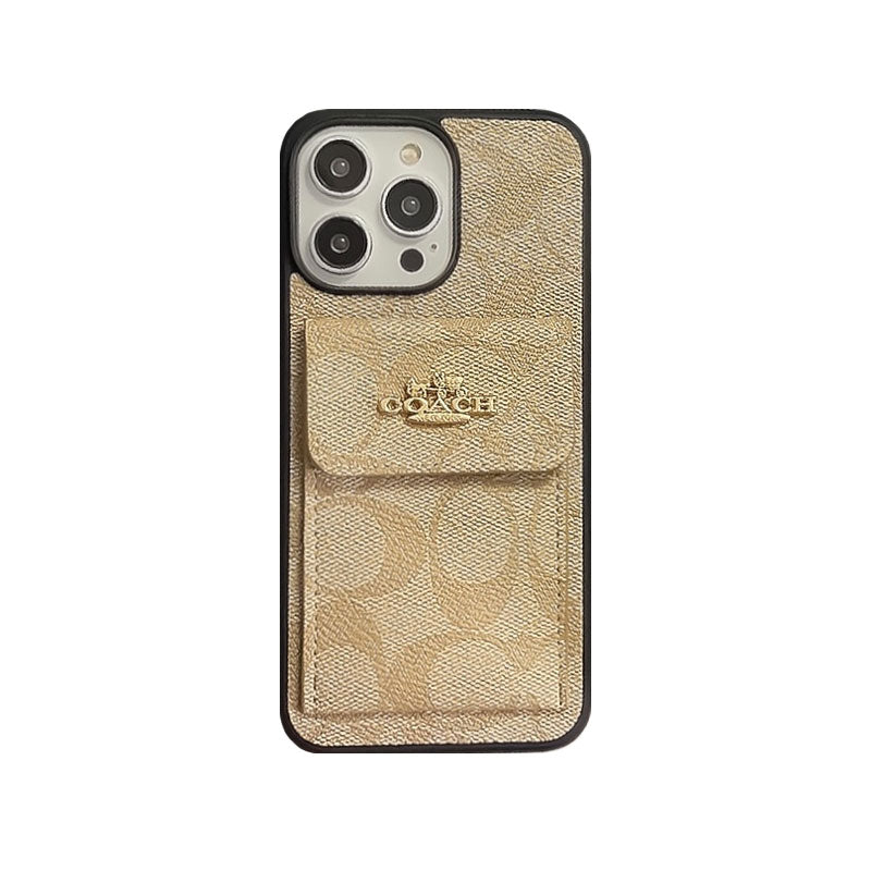 Klasszikus iPhone tok Kártyatartóval Pénztárca Világosbarna -SZK240425