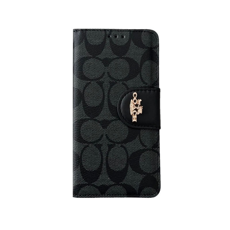 Klasszikus iPhone tok Bőr flip tok fekete kártyatartóval