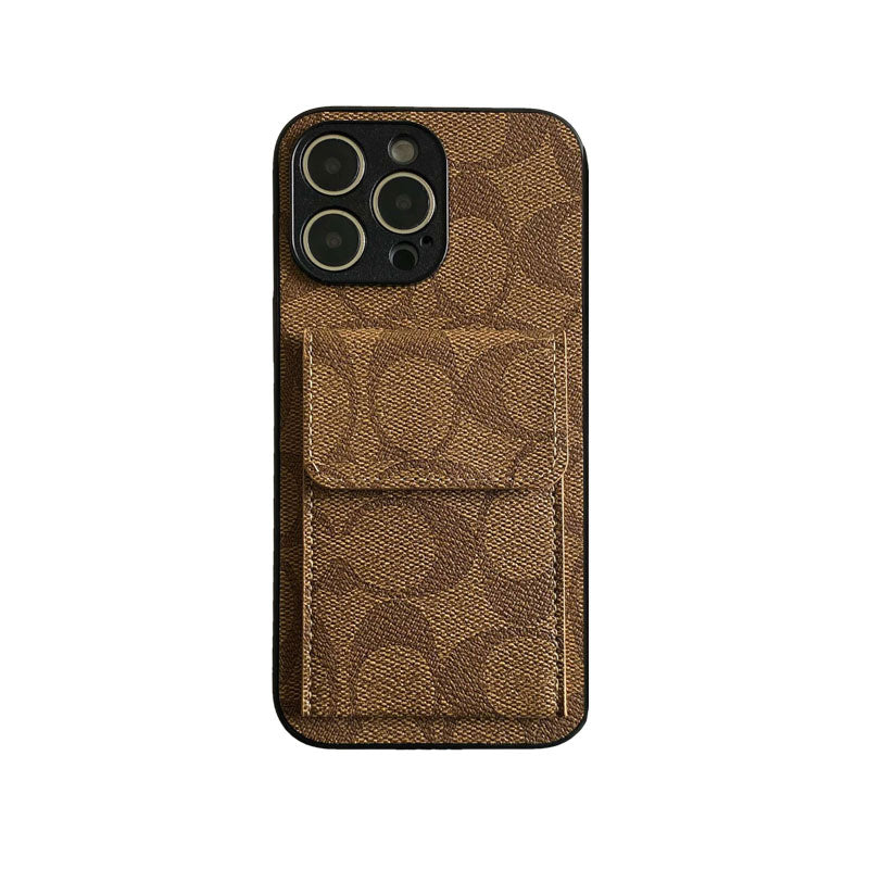 Klasické pouzdro na iPhone s peněženkou světle hnědé-HP240513