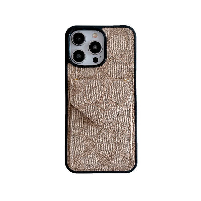 Funda Clásica Para iPhone Con Tarjetero Y Correa Negro Claro -SJ240513
