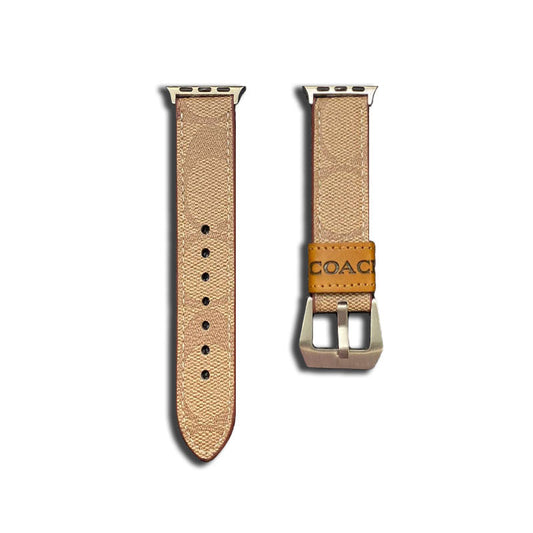 Correa de cuero Coach para Apple Watch marrón claro-YHK244221710