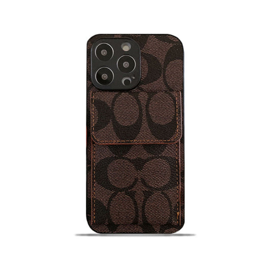 Klasický obal na iPhone s peněženkou tmavě hnědý-HP240513