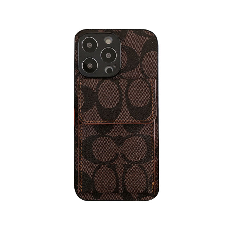 Klasické pouzdro na iPhone s peněženkou světle hnědé-HP240513
