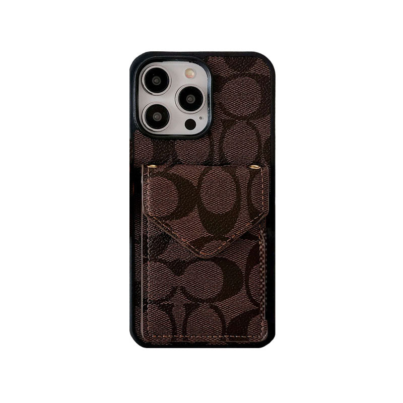 Funda Clásica Para iPhone Con Tarjetero Y Correa Marrón Claro -SJ240513