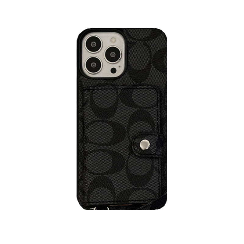 Klassisk iPhone-etui med pung og rem Brun -SZK240402