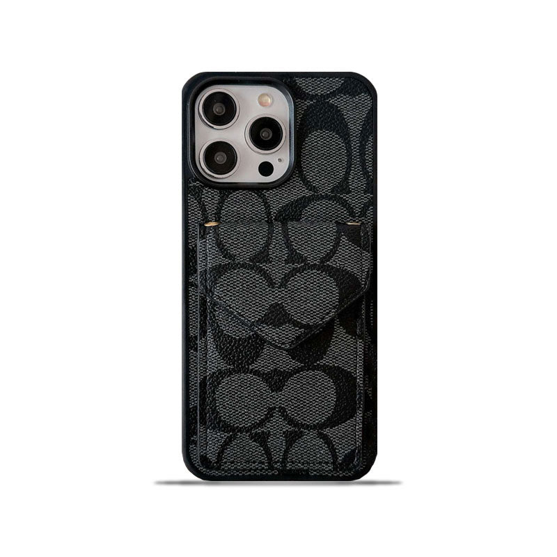 Funda Clásica Para iPhone Con Tarjetero Y Correa Negro Claro -SJ240513