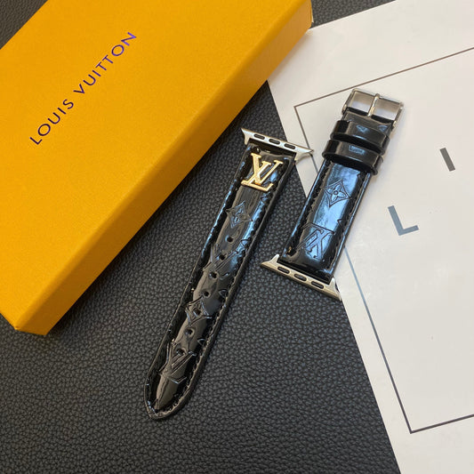 CORREA PARA APPLE WATCH DE PIEL BRILLANTE LOGO DE METAL DE LUJO