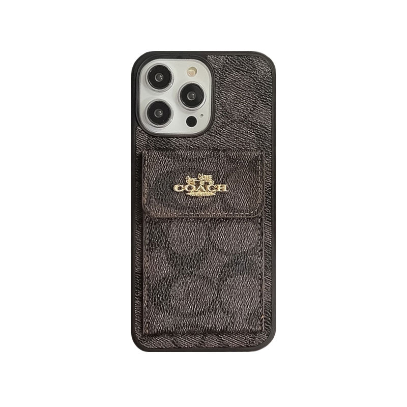 Klasszikus iPhone tok Kártyatartóval Pénztárca Világosbarna -SZK240425
