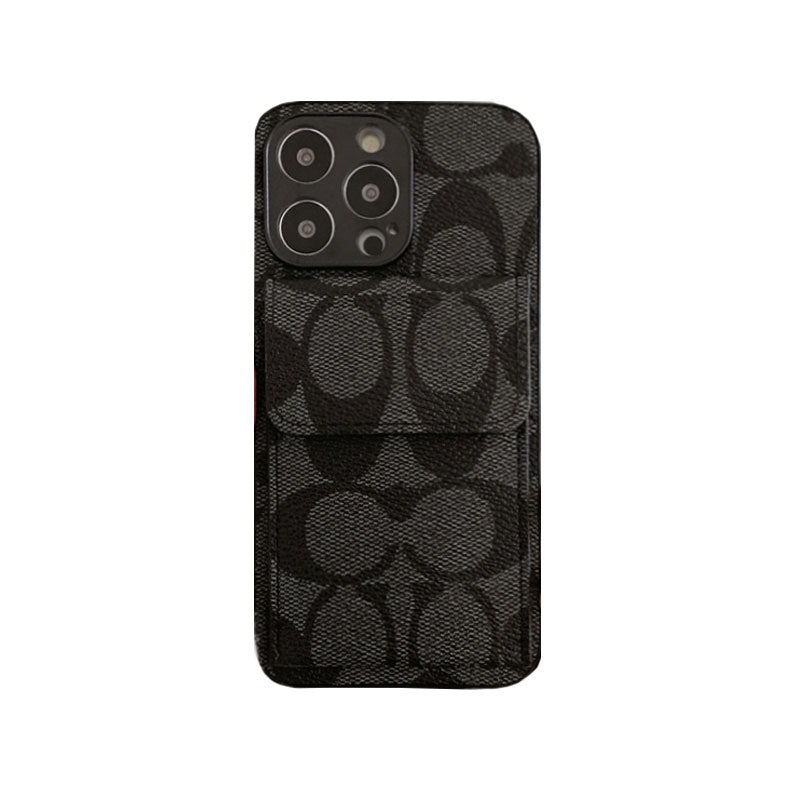 Klasické pouzdro na iPhone s peněženkou světle hnědé-HP240513