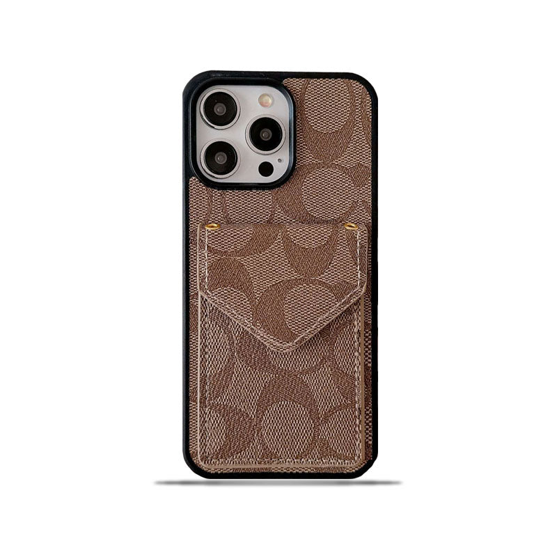 Funda Clásica Para iPhone Con Tarjetero Y Correa Marrón Claro -SJ240513