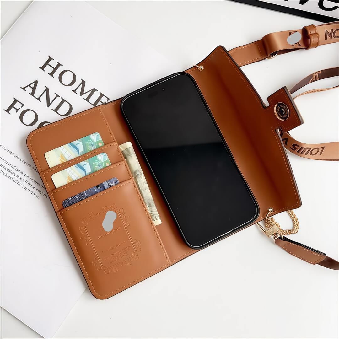 Læder Crossbody-taske-inspireret iPhone-etui med kortholder