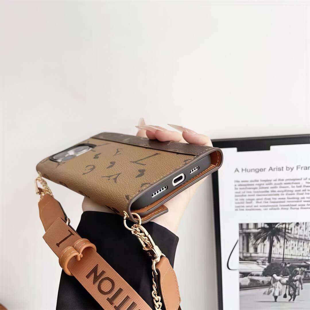 Læder Crossbody-taske-inspireret iPhone-etui med kortholder