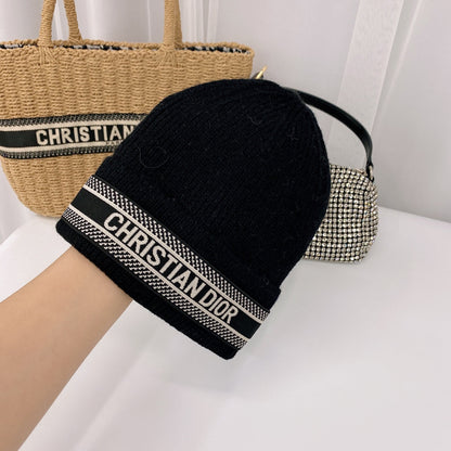 Vintage Oblique Wool Knit Beanie | Luxury Designer Winter Hat