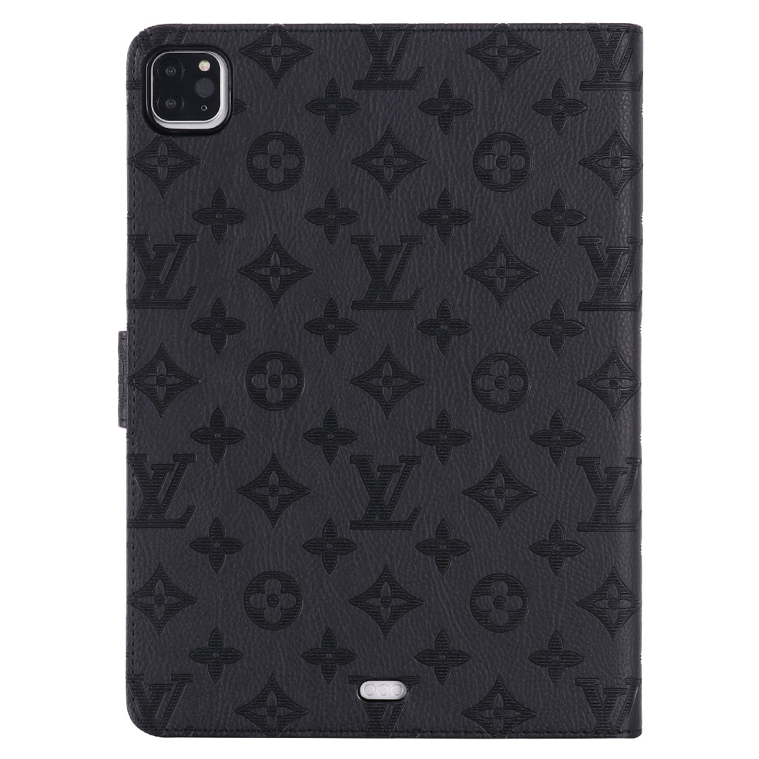 3D-preget lerret Monogramhylster Apple iPad Flip-deksel med stativfunksjon