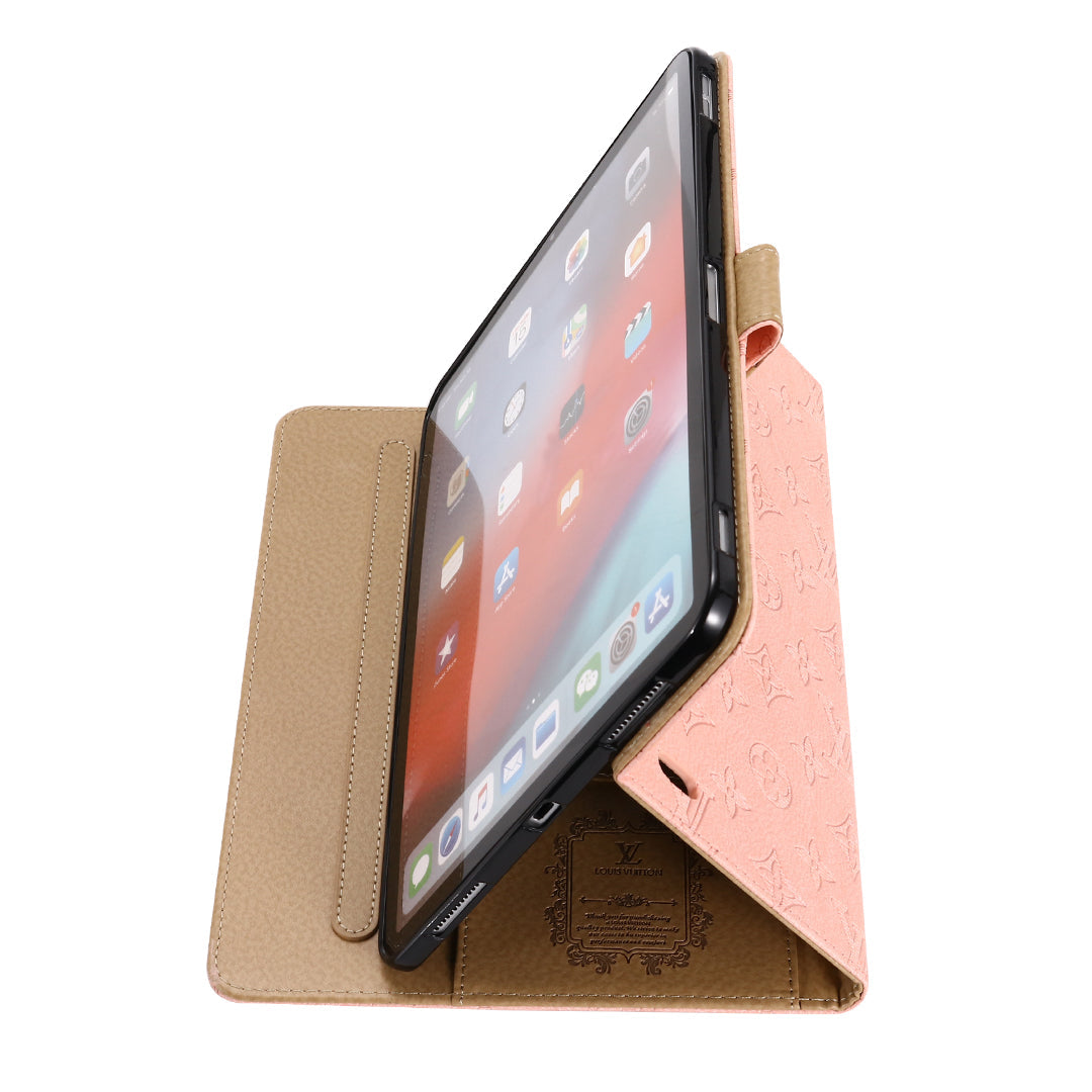 3D-preget lerret Monogramhylster Apple iPad Flip-deksel med stativfunksjon
