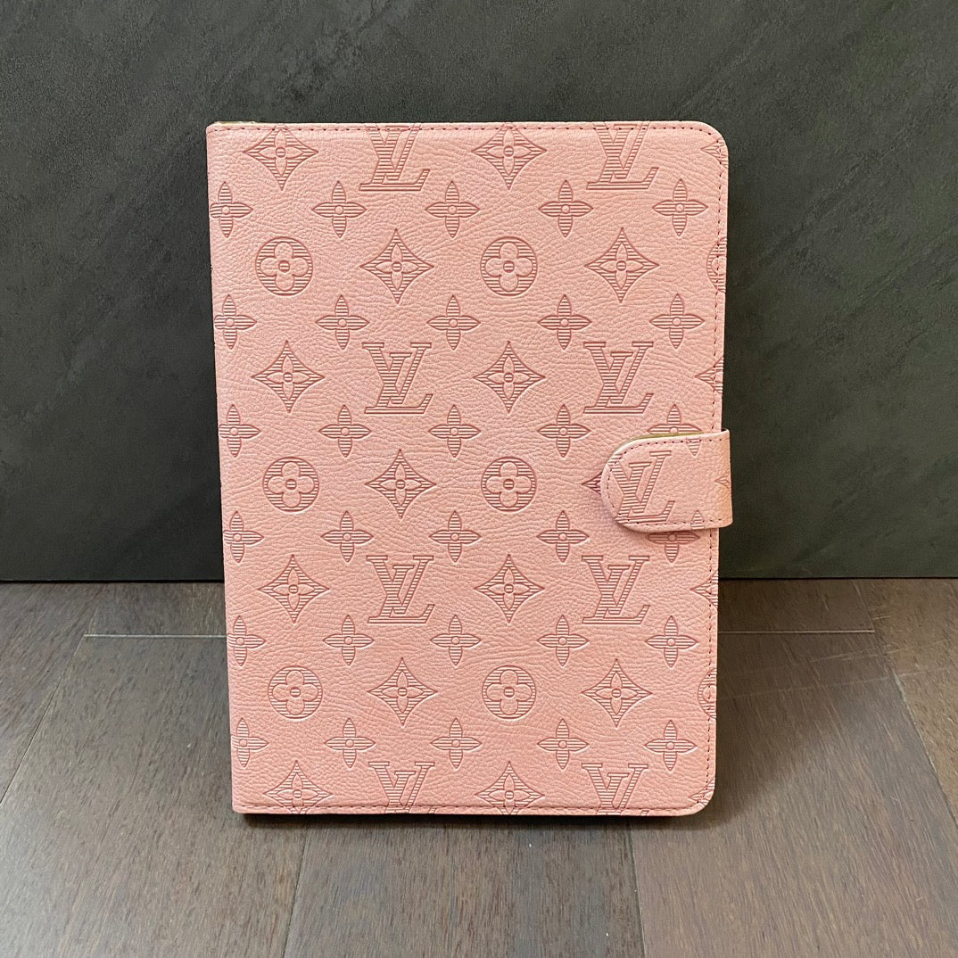 3D-preget lerret Monogramhylster Apple iPad Flip-deksel med stativfunksjon