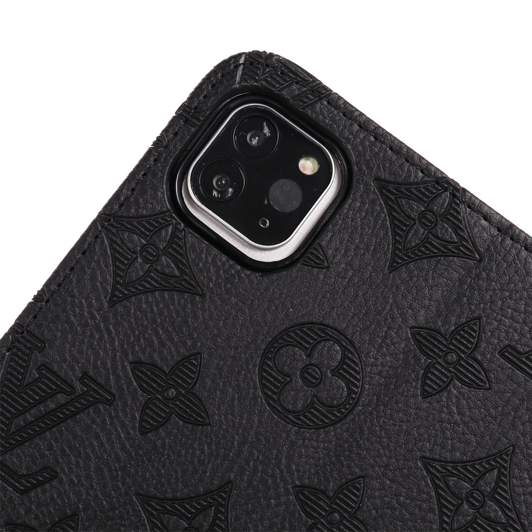 3D-preget lerret Monogramhylster Apple iPad Flip-deksel med stativfunksjon