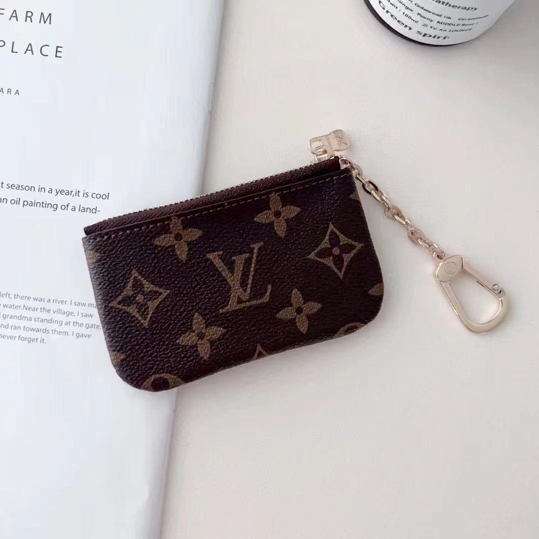 Luxury -Inspired Monogram Coin Pouch Collection with Chain Clip