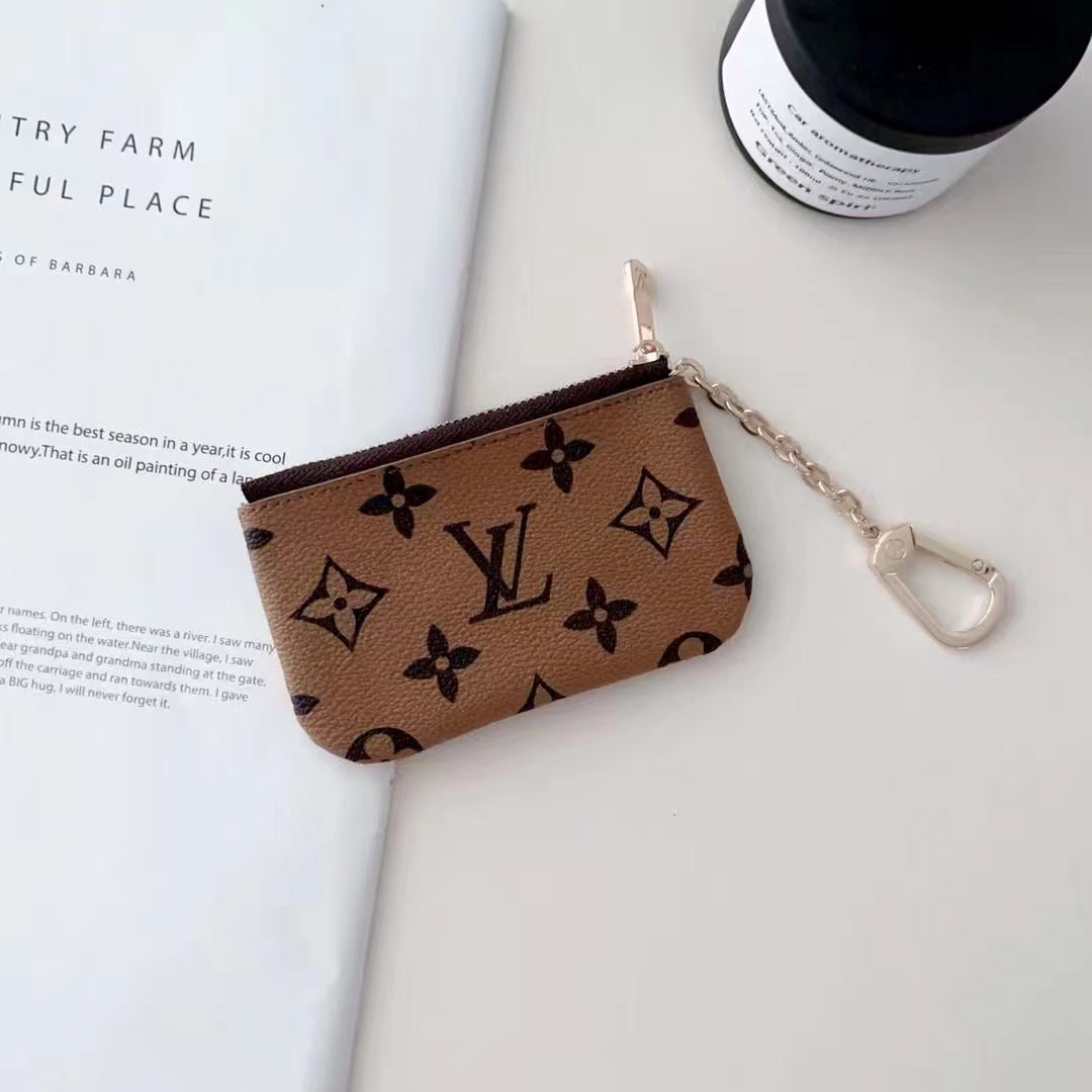 Luxury -Inspired Monogram Coin Pouch Collection with Chain Clip