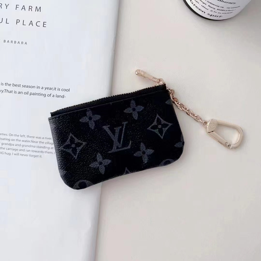 Luxury -Inspired Monogram Coin Pouch Collection with Chain Clip