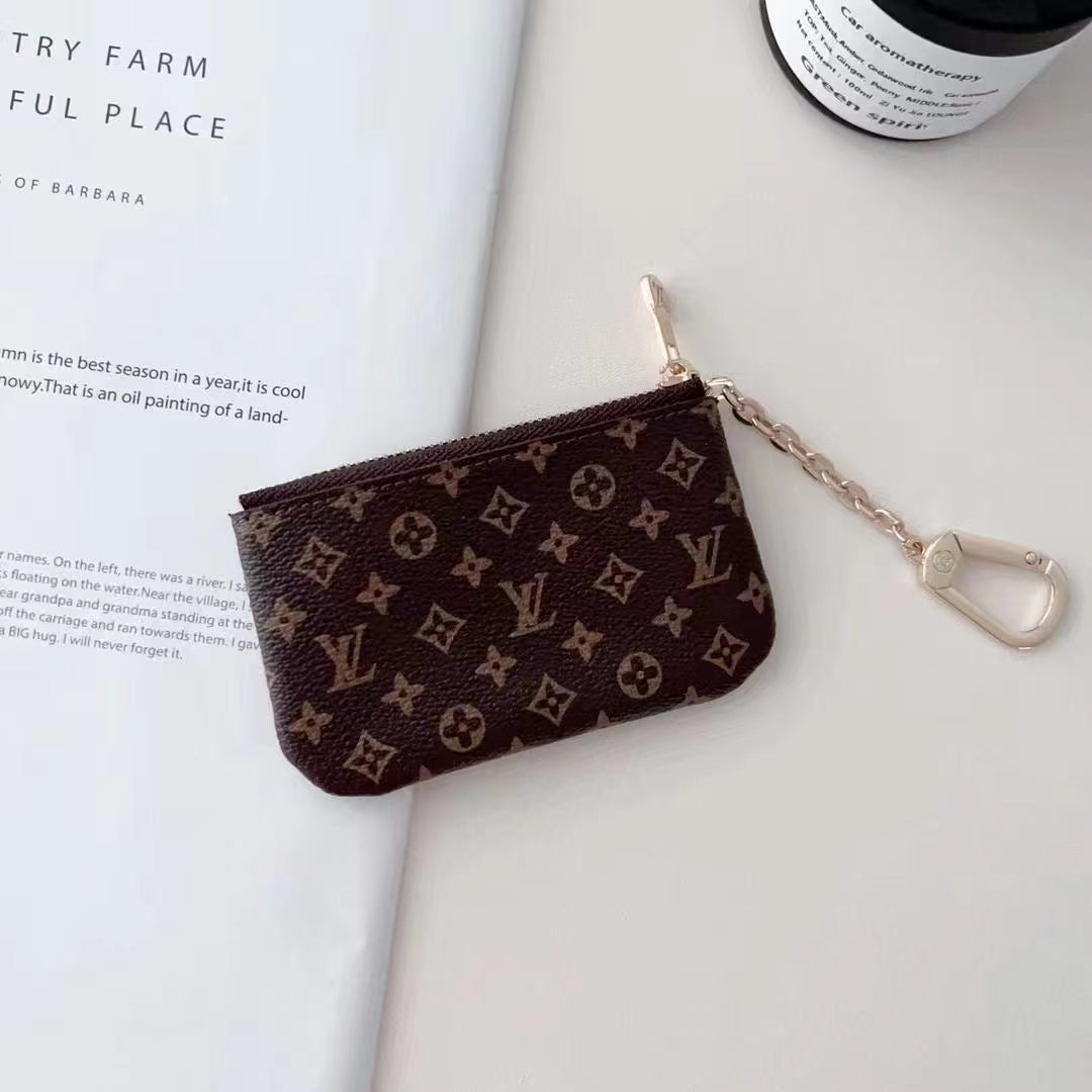 Luxury -Inspired Monogram Coin Pouch Collection with Chain Clip