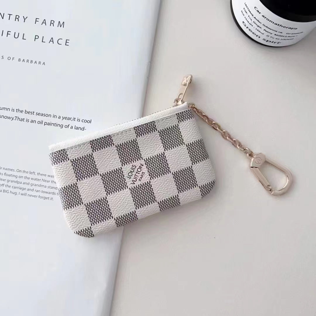 Luxury -Inspired Monogram Coin Pouch Collection with Chain Clip