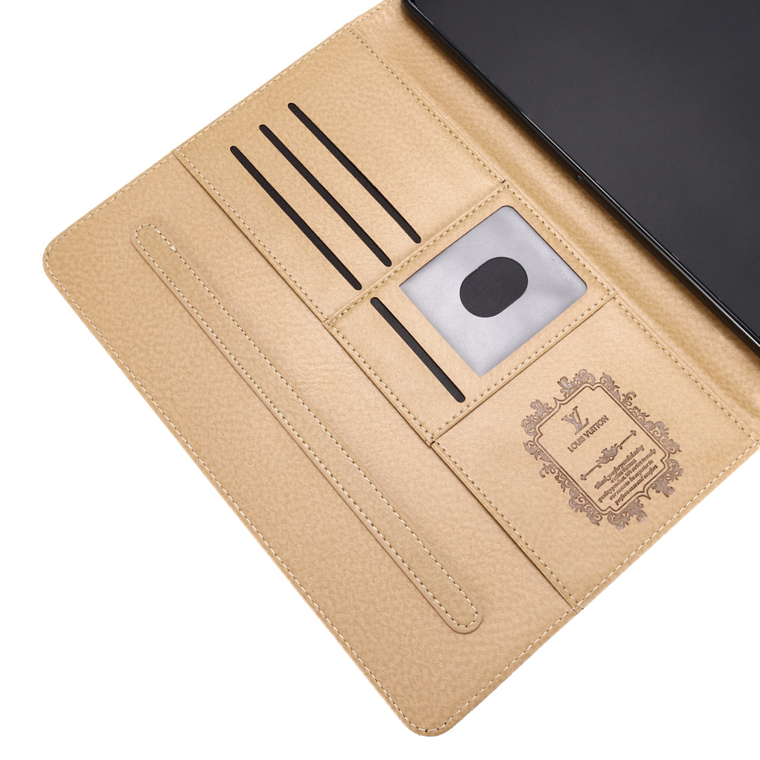 3D-preget lerret Monogramhylster Apple iPad Flip-deksel med stativfunksjon