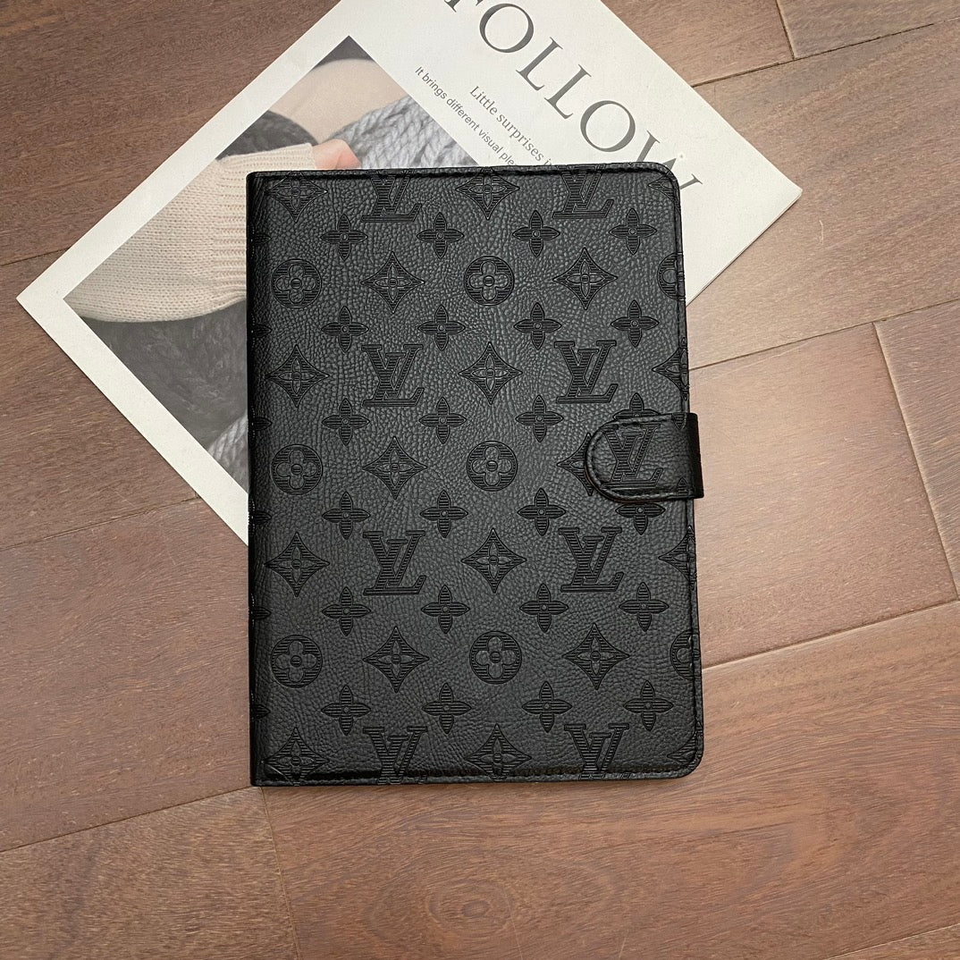 3D-preget lerret Monogramhylster Apple iPad Flip-deksel med stativfunksjon
