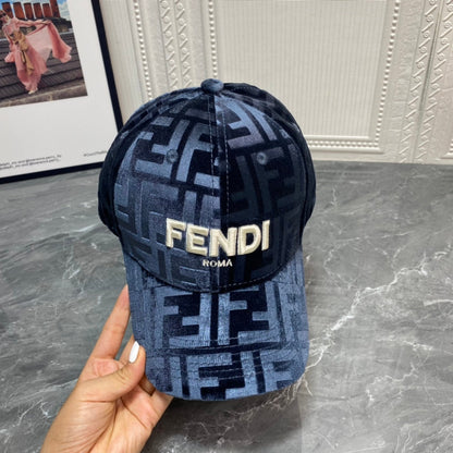 Luxury FF Gold Velvet Baseball Cap | Luxury Designer Adjustable Hat