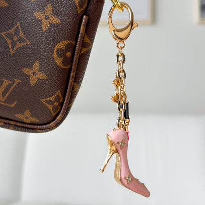 Glam High Heel & Lipstick Bag Charm Keychain