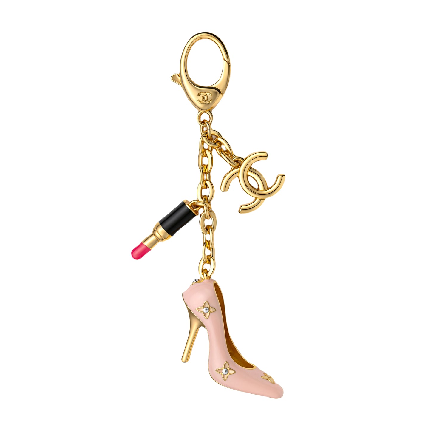 Glam High Heel & Lipstick Bag Charm Keychain