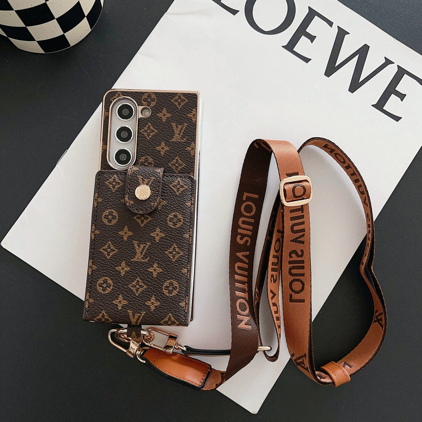 PORTA-CARTÃO DE MONOGRAMA DE ELECTROPLATAÇÃO DE LUXO CROSSBODY SAMSUNG Z FOLD CASE