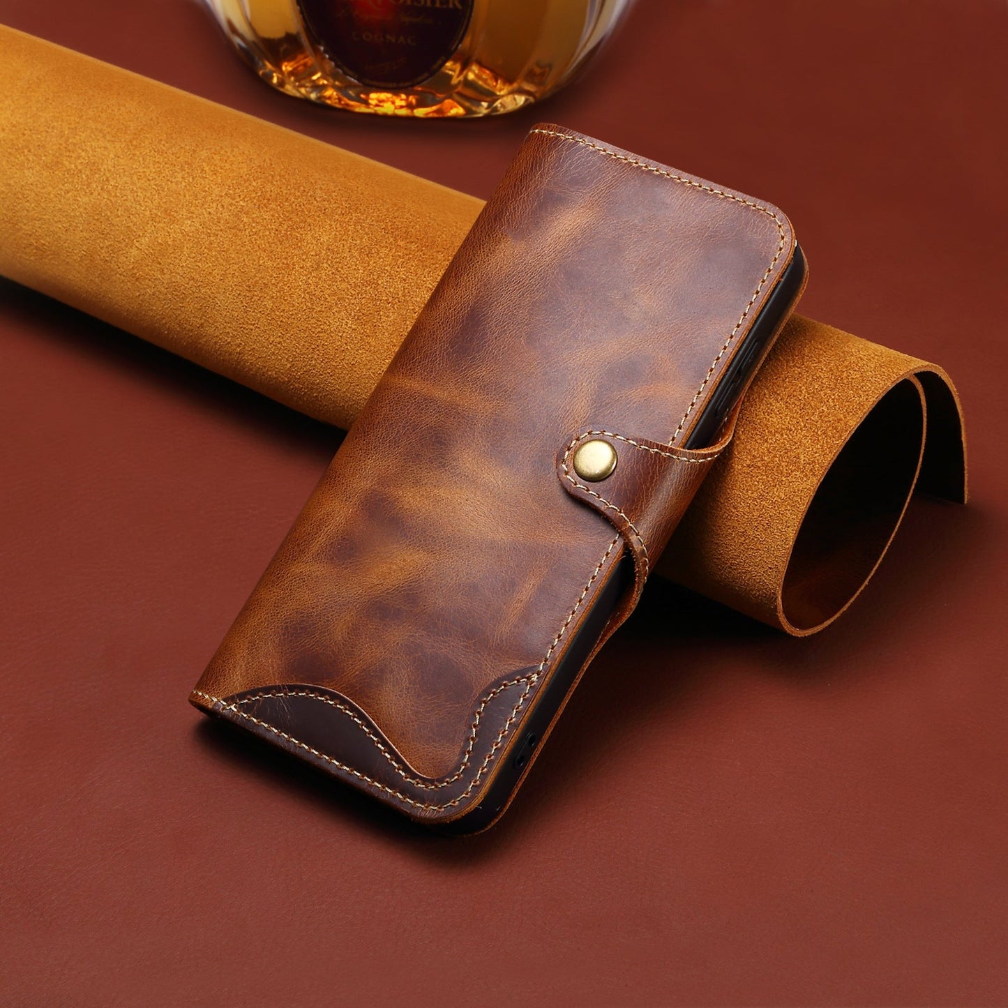 Custodia Flip in vera pelle per iPhone
