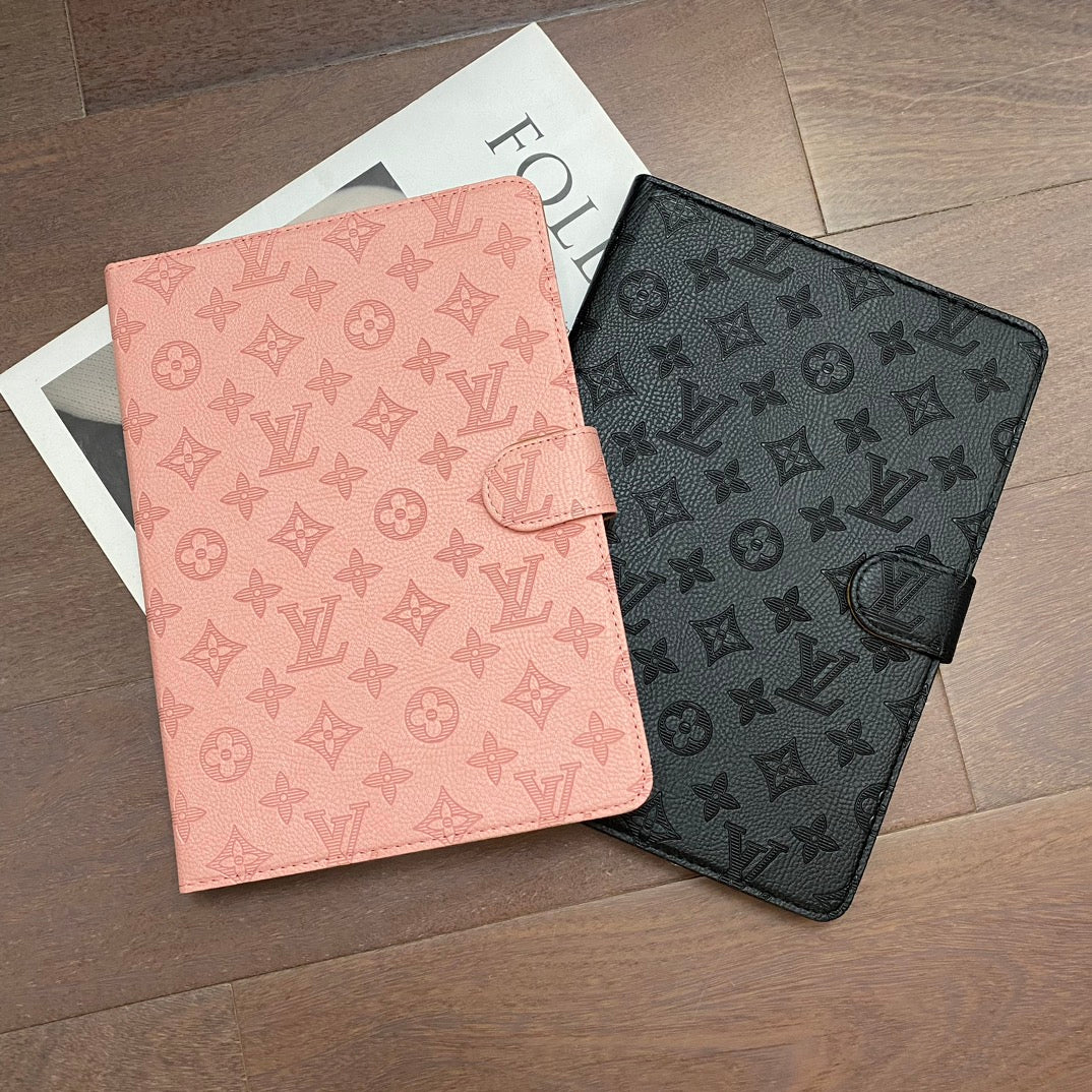 3D-preget lerret Monogramhylster Apple iPad Flip-deksel med stativfunksjon