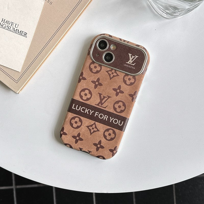 Luxusní hnědé & černé klasické kožené pouzdro na iPhone