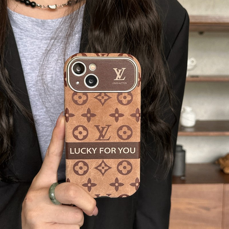 Luxusní hnědé & černé klasické kožené pouzdro na iPhone
