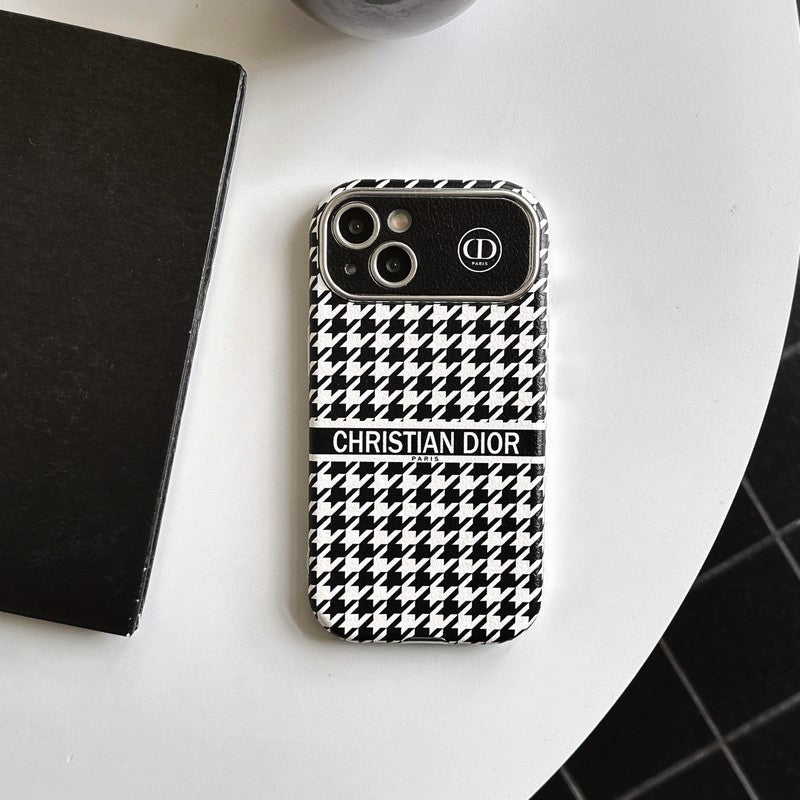 Módní bílé & hnědé kožené pouzdro na iPhone