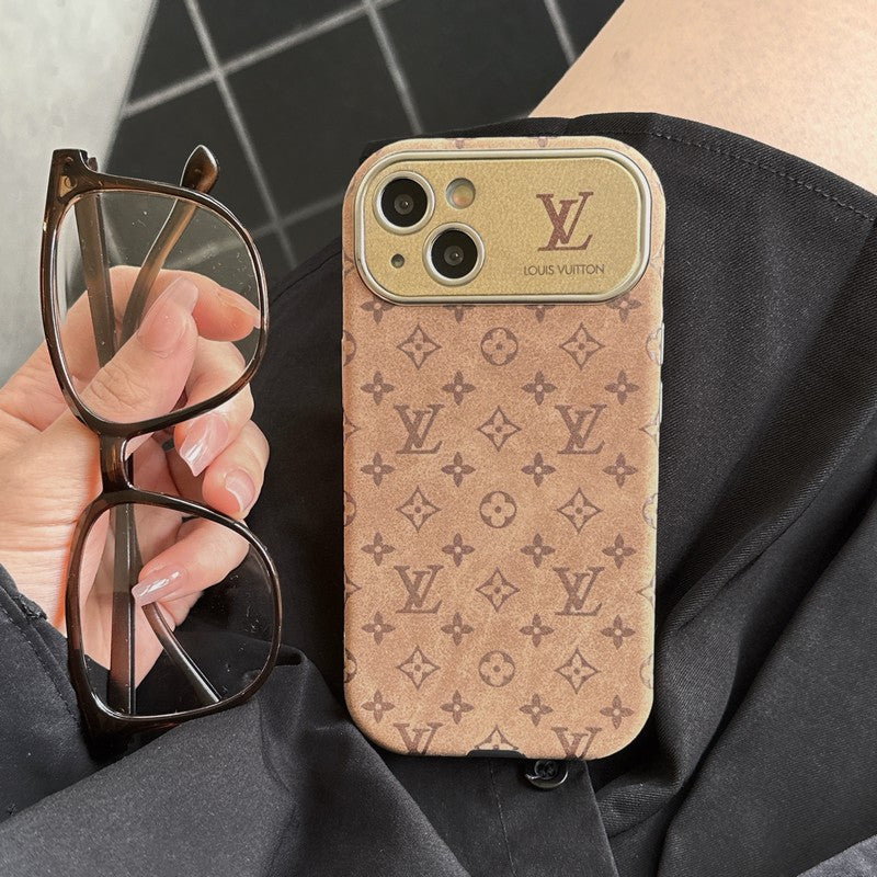 Luxusní hnědé & černé klasické kožené pouzdro na iPhone